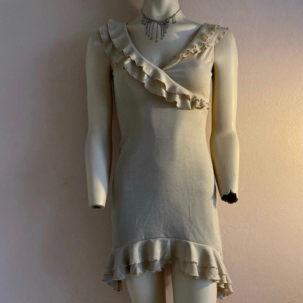 shimmery gold tight mini dress